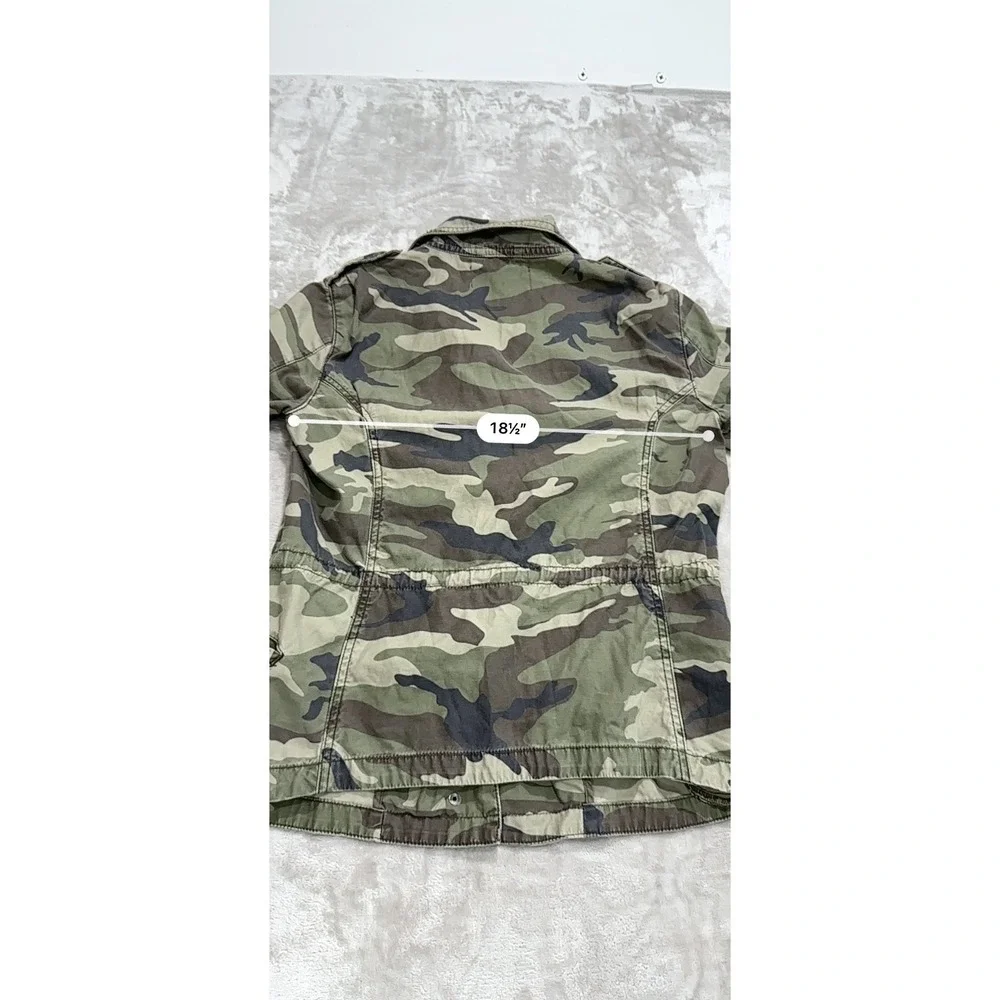 Blue Rain Camo Utility Jacket Women's Small Military Cargo Full Zip Drawstring